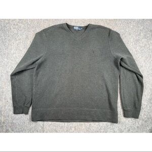 Polo Ralph‎ Lauren Sweater Men's XL Black Long Sleeve V-Neck Pony Logo Pullover